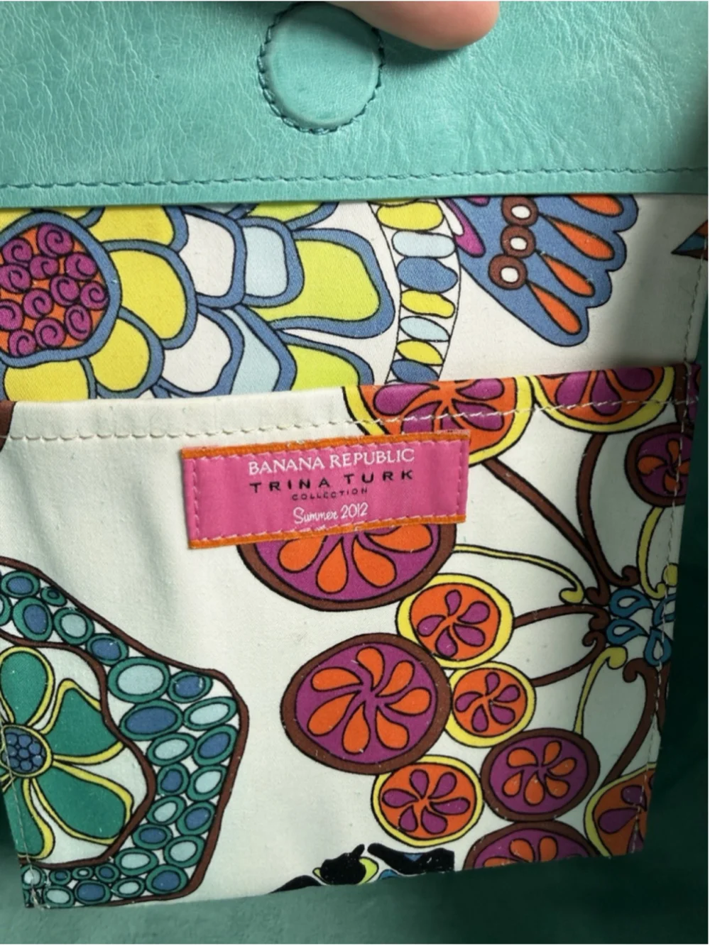 Trina Turk Banana Republic leather tote turquoise Limited edition